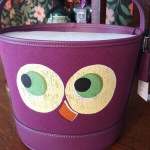 Coach CCE03 Trick Or Treat Owl Halloween Bucket 2025 Plum Regenerative Dust Bag